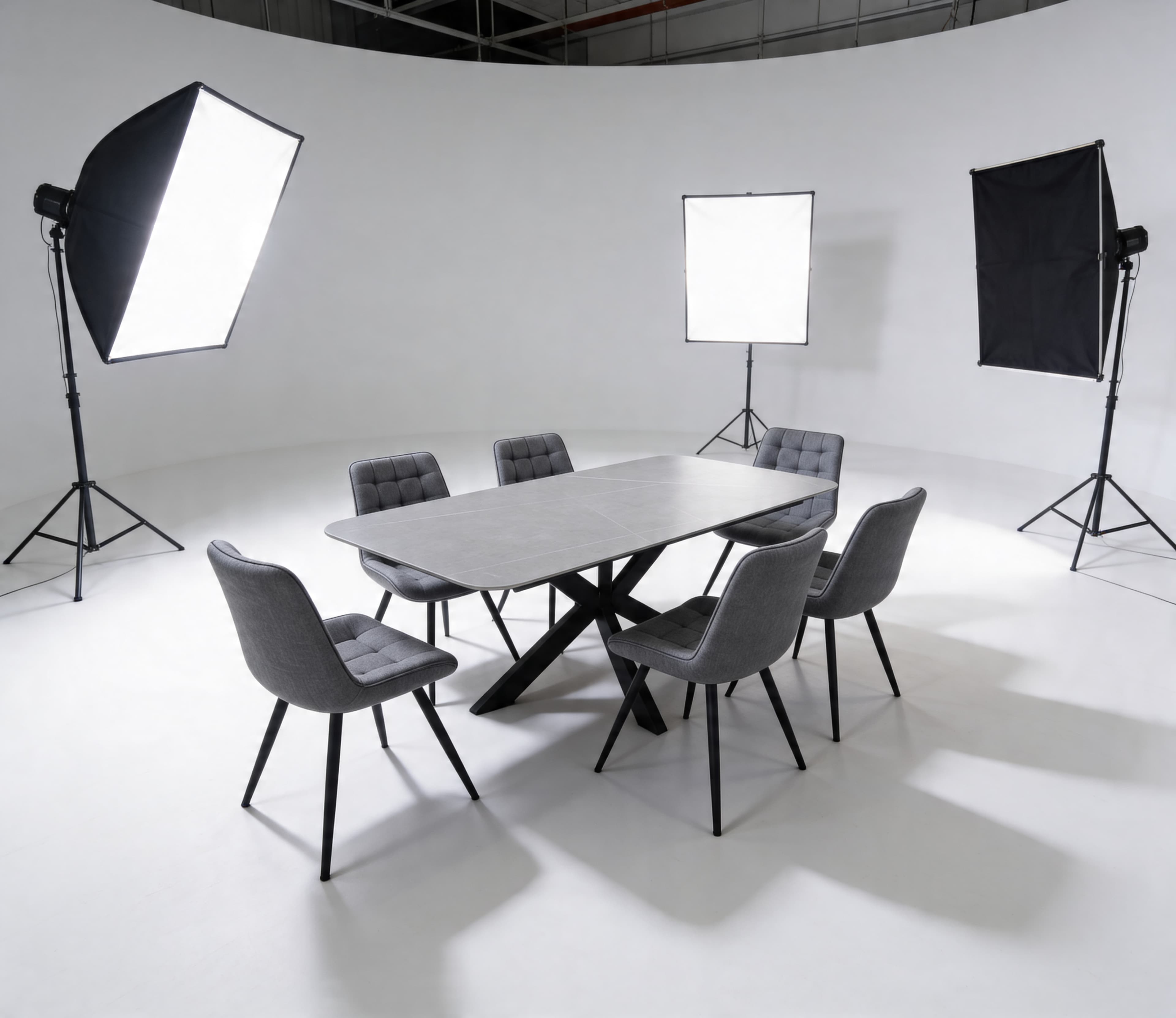 Dining set photographed in a clean studio catalog scene